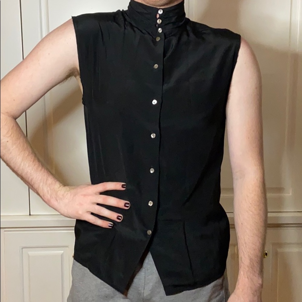 Black button up mock neck